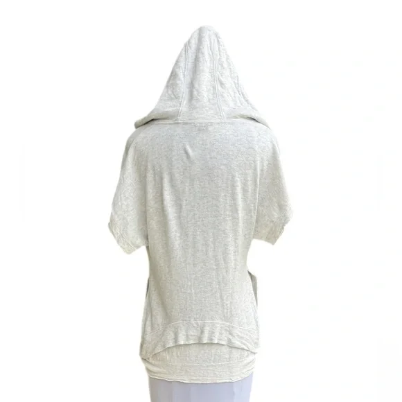 Theory Light Grey Short Sleeve Zippered Hoodie Cardigan Jacket Large L P - Picture 5 of 12